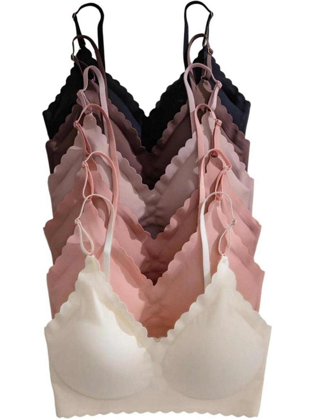 BEAUDRM Women's 6 Pieces Bra Seamless Padded Wireless Bralettes Bra Pack